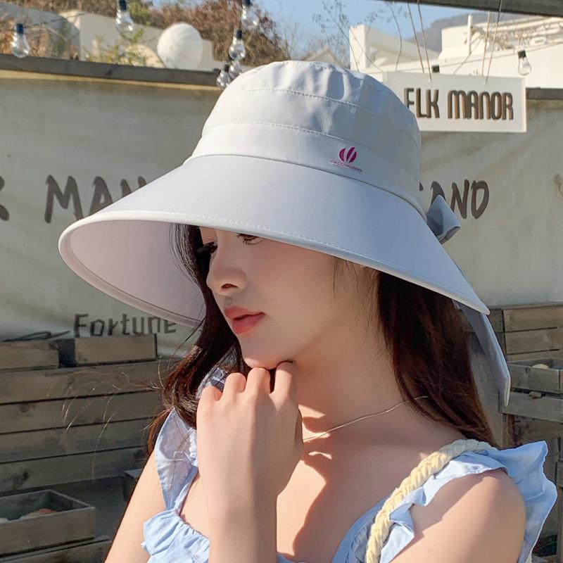 Summer Wide Brim Sun Hat With Butterfly Bow Polyester Sunshade For Outdoor Fashion