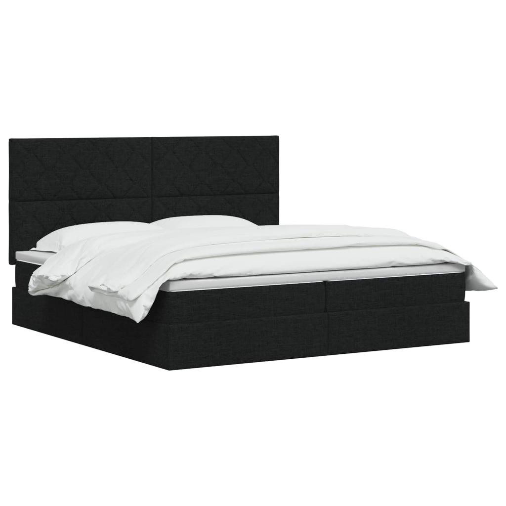 Storage Bed with Mattress Black 200 X 200 Cm Fabric