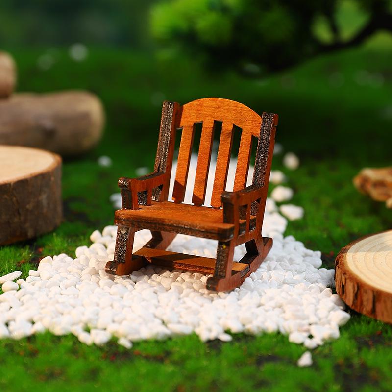 Mini Creative Chinese Style Wooden Rocking Chair Ornament for Home Decor