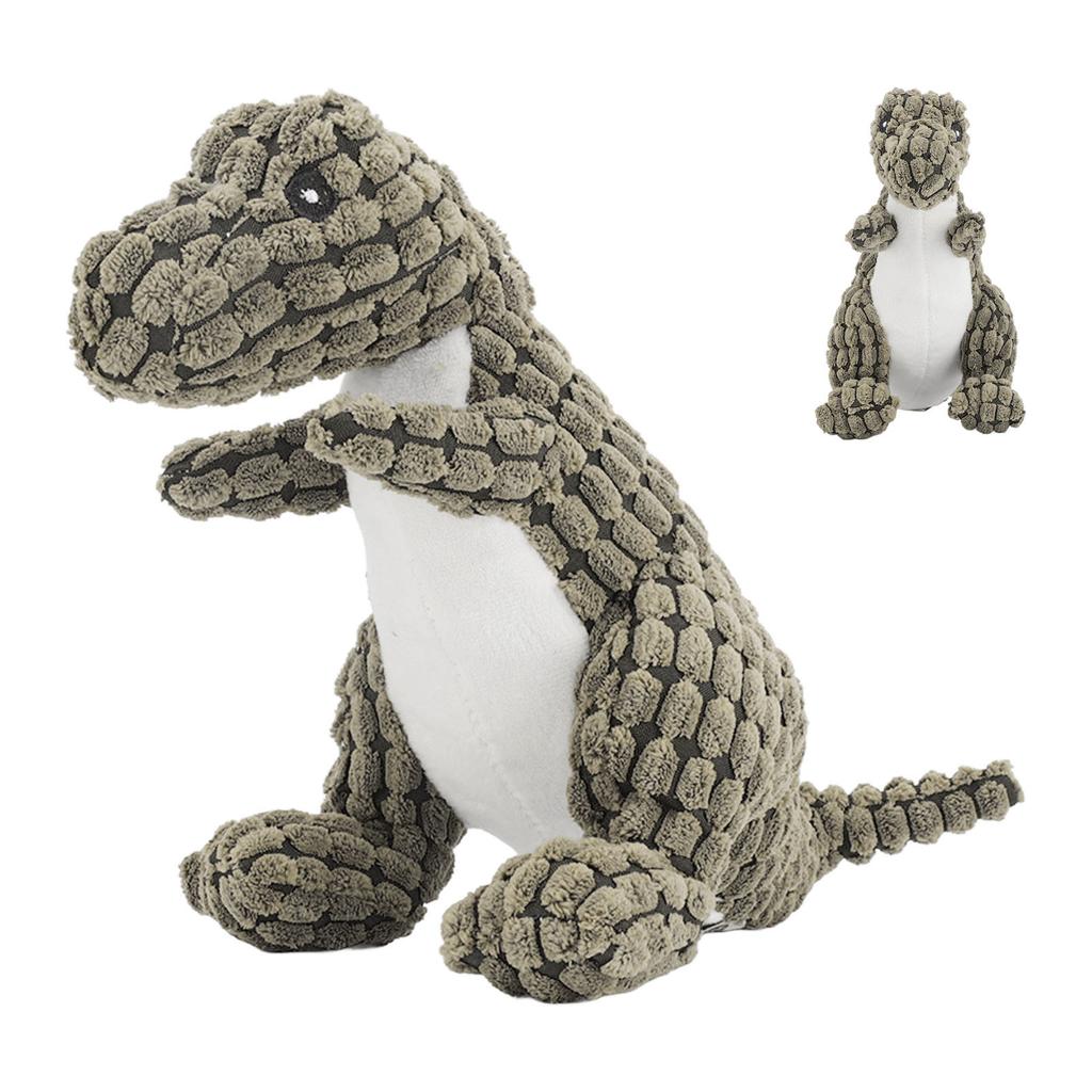 Dog Squeaky Toy Teeth Cleaning Bite Resistant Interactive Dinosaur Shape Plush Puppy Chewing Toy