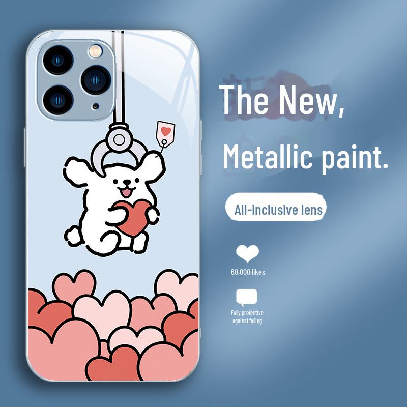 Apple 14 Doll Grabber 14 Pro Couple X Cartoon Cute 12 New Apple 11 Glass Case - Puppy Line