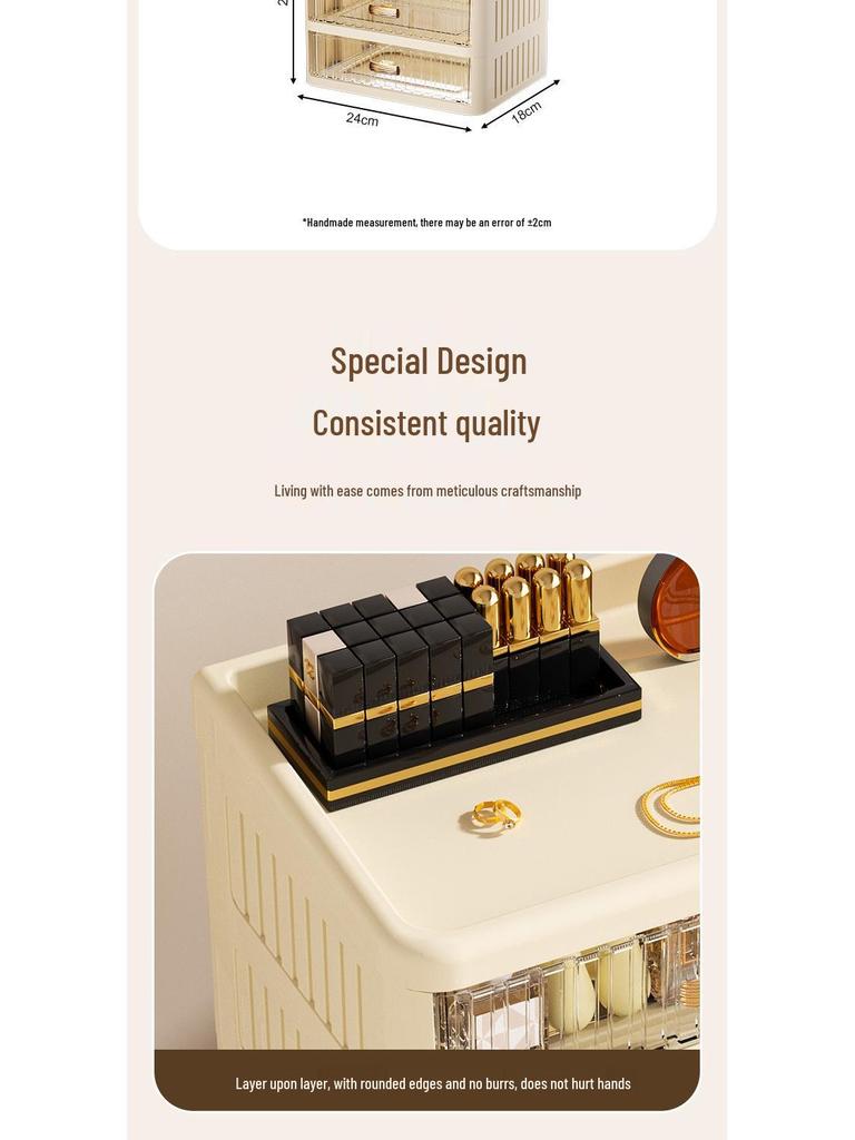 White Flat Lid Multilayer Cosmetic & Stationery Organizer - Dustproof Skincare & Lipstick Storage Box.