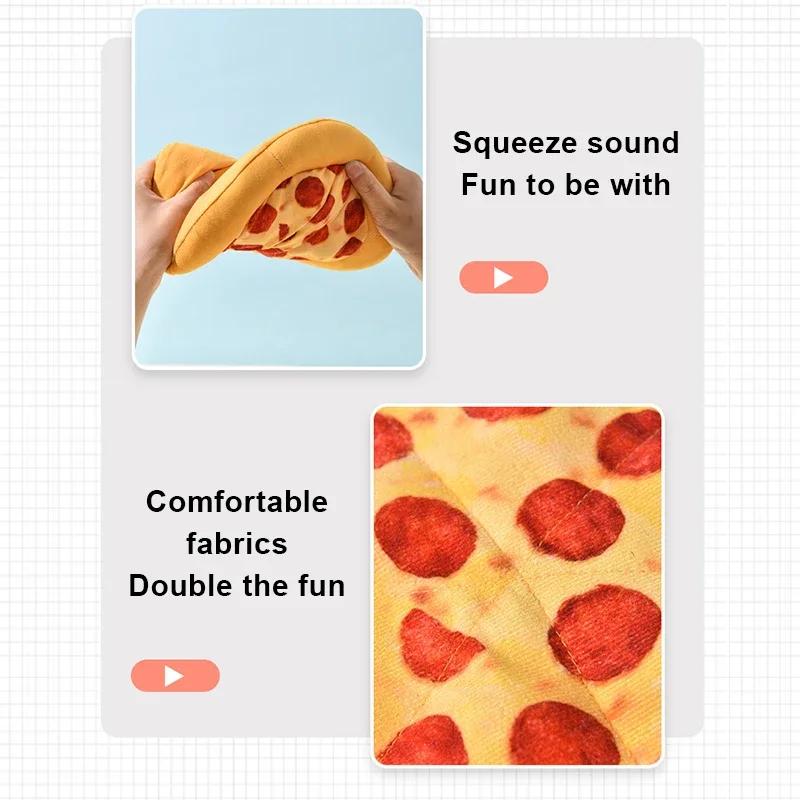 Pet Squeaky Toys Plush Doughnut Pizza Shape Dog Toy Small Medium Large Dogs Cleaning Teeth Toy Puppy Chew Sound Toy Pet Supplies