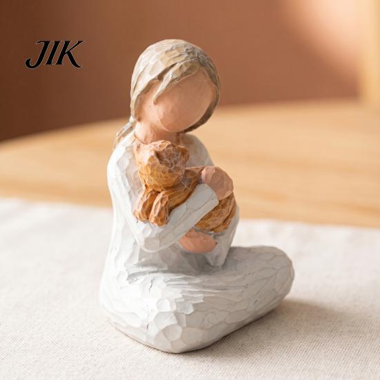 Quiet Atmosphere Ornament Cat Girl Resin Ornament, Artistic Tabletop Sculpture, Minimalist Small Figurine for Bedroom Healing Figure Home Entryway
