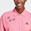 Adidas Scribble Graffiti Loose Fit Short Sleeve Polo Shirt Women Tops Pink Black IJ8745