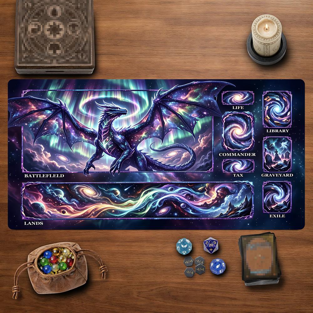 Aurora Starry Sky Dragon Magic Card Battle Mat MTG Playmat Anti-slip Base 35X60CM Gathering Gaming Mats Board Game Mat for TCG