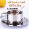 Tasse à café en acier inoxydable de haute qualité, tasse à eau, tasse à remuer/tasse à lait avec assiette et cuillère