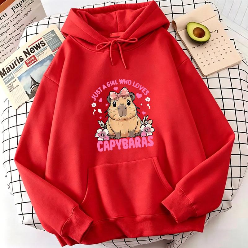 Funny Capybara Sweatshirt Cartoon Anime Hoodies Women Cute Anime Manga Hoody Long Sleeve Hoodies Female Sportwear Clothes Tops