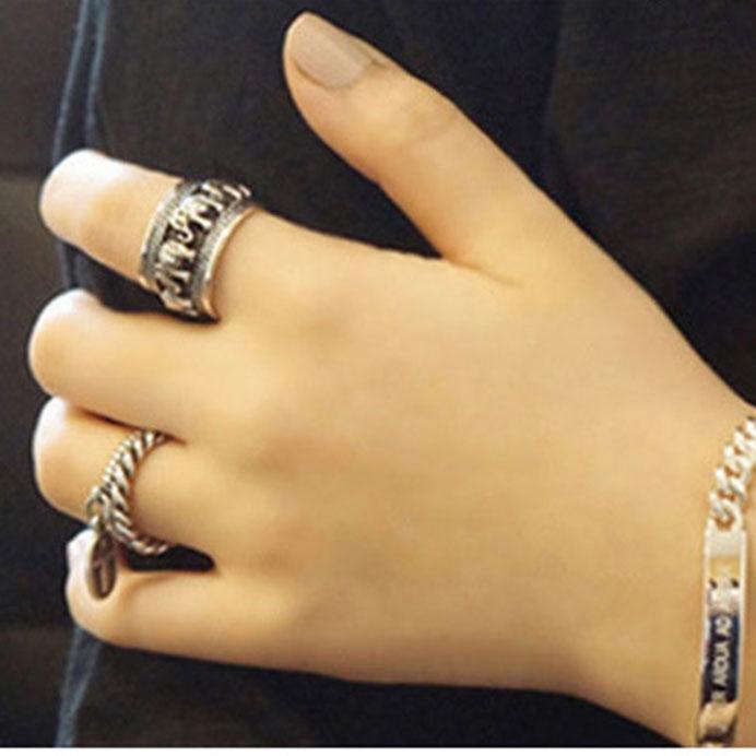 XIYANIKE Silver Open Rings for Women Couples Vintage Cute Elephant Animal Handmade Jewelry Party Accessories Gifts