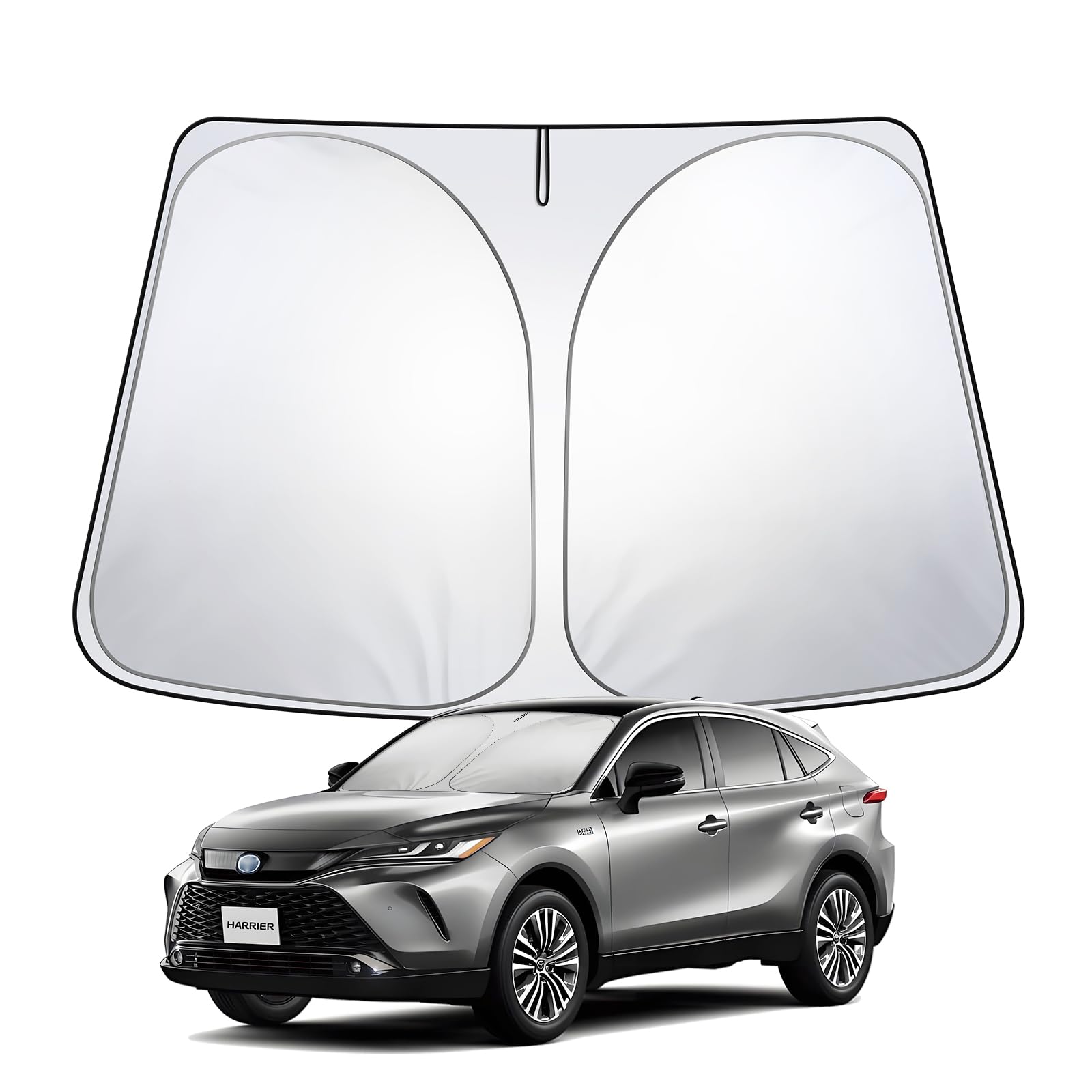 

LANGBEAN Toyota Harrier 80 Series Exclusive Improved UV Foldable Sunshade for Front Harrier 80 Series Interior Easy Storage Pouch Included Sunshade,