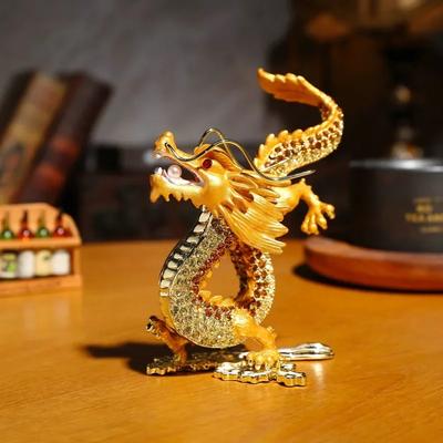 Ornamento Zodiaco Metallo Drago Decorazione Domestica Diamante Artigianato Decorazione Creativa Ufficio Ciondolo Ornamento Drago che Cammina sulle Nuvole