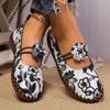 Fashion Autumn 2024 New Fashion Printed Casual Single Shoes Women Sewing Single Shoes Bean Shoes