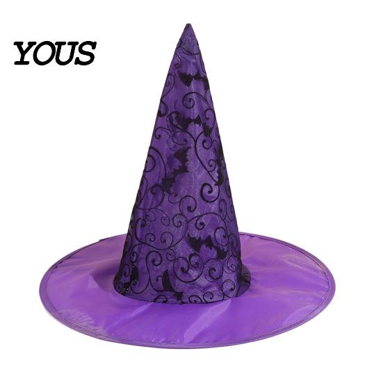 Classic Witch Costume Hat Hat, Bat Spider Web Print Wizard Festival Dress Up Accessories for Cosplay Costume, Halloween Party Supplies, Stage