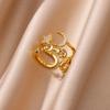 Zircon Star Moon Rings For Women Gold Adjustable Stainless Steel Moon Star Ring Wedding Aesthetic Party Jewelry Gift BFF