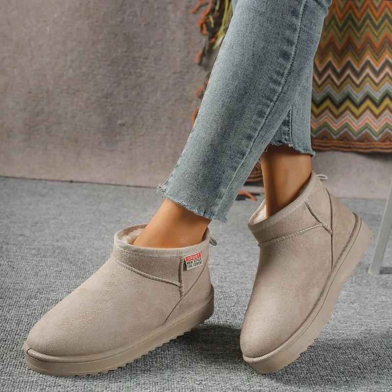 Suede Flats Ankle Women Snow Boots Warm Comfort 2024 Winter Casual Shoes New Trend Hot Sale Walking Non-slip