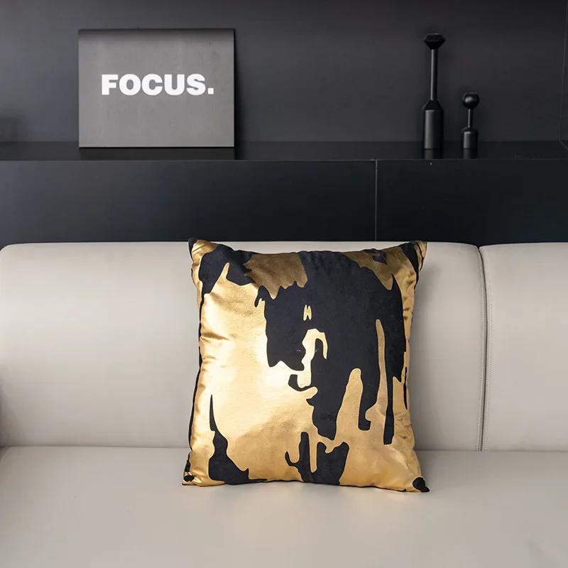 

2 шт. 45*45 см скандинавские роскошные наволочки горячего тиснения с золотым узором короткая плюшевая наволочка белая и черная квадратная наволочка No pillow core 2pcs