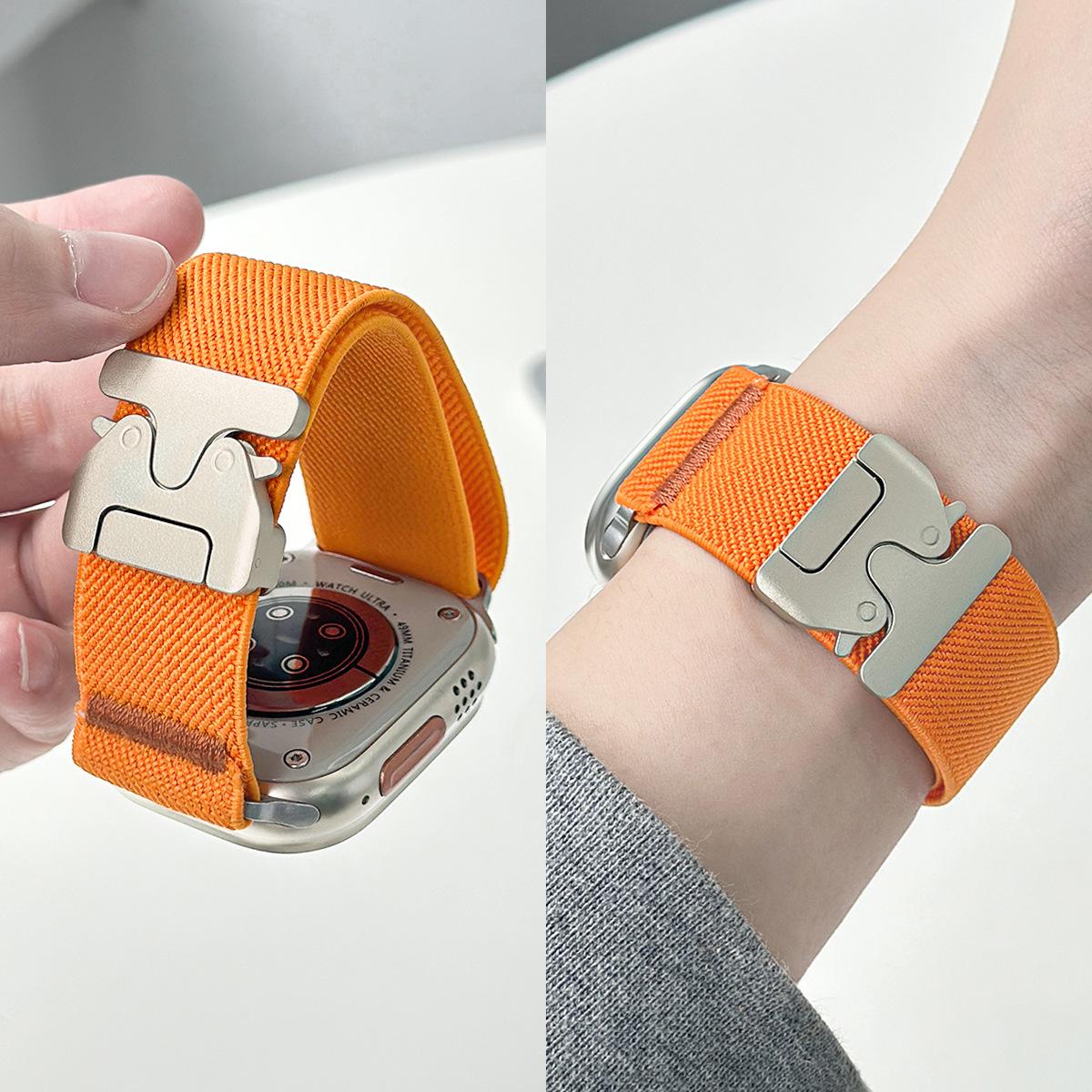 

Для Apple S10 Нейлоновий еластичний ремінець Apple Watch9/8/7 Ultra З парашутною пряжкою Браслет Ultra 1/2 помаранчевий