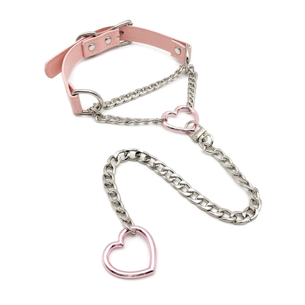 Love Collar Necklace Men's and Women's Flirting Chain Heart Lock Pendant Neck Strap Clavicle Chain