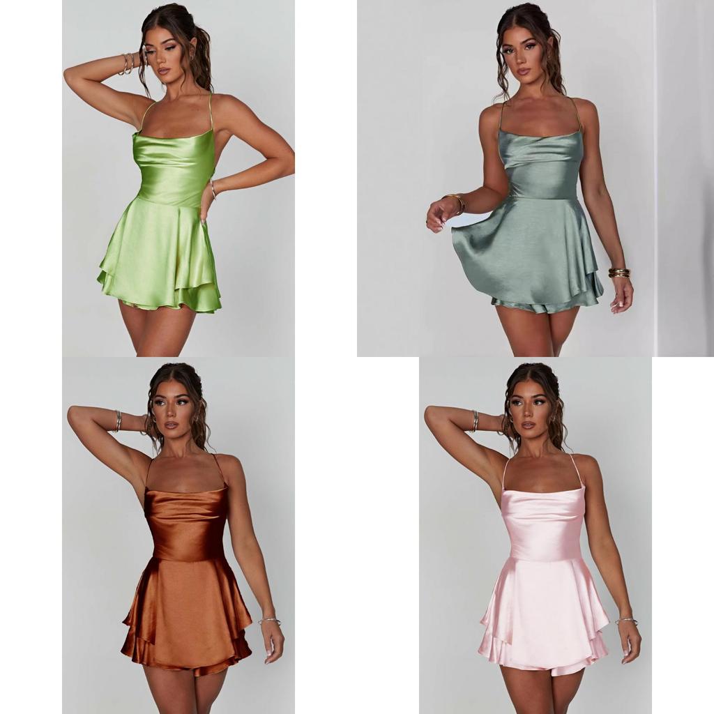 Summer Sexy Slip Dress With Spliced Polyester And Spandex For Night Out