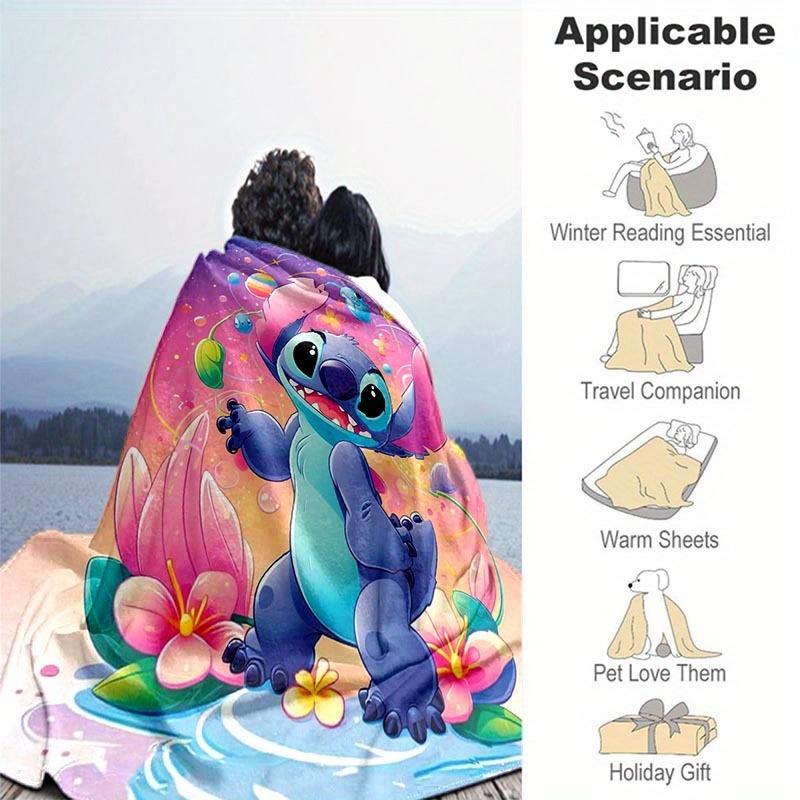1pc Stitch Printing Blanket - Soft, All-Season Throw for Office Blanket, Personalized Gift with Adorable Cartoon Design