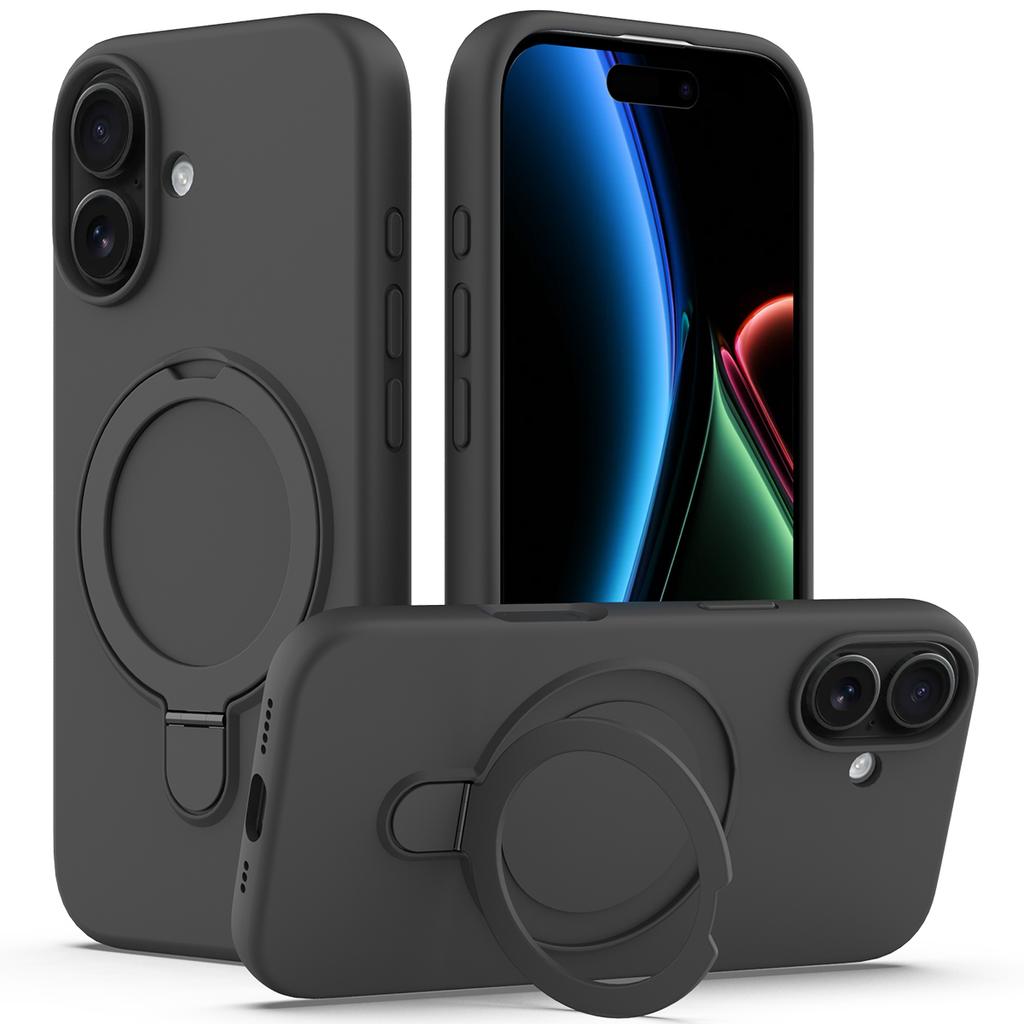 For iPhone 17 Case Compatible with MagSafe Kickstand PC+Silicone Phone Cover