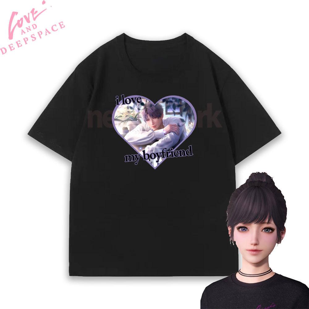 I Love My Boyfriend Sylus and Rafaye Printed Tshirt Otome Game Love and Deepspace T Shirts Women Unisex Girlfriend Cotton Tops Tee