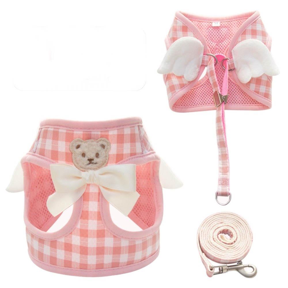 

Регулируемый кошачий жилет-шлейка, дышащая нагрудная шлейка для питомца, милый набор шлеек для кошек и собак для прогулок L розовый