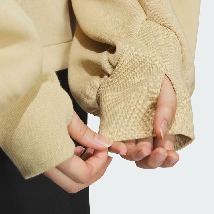 Adidas Spacer 1/2 Zip Track Top Solid Color Loose Fit Pullover Sweatshirt Women Tops Light-Khaki JJ3796