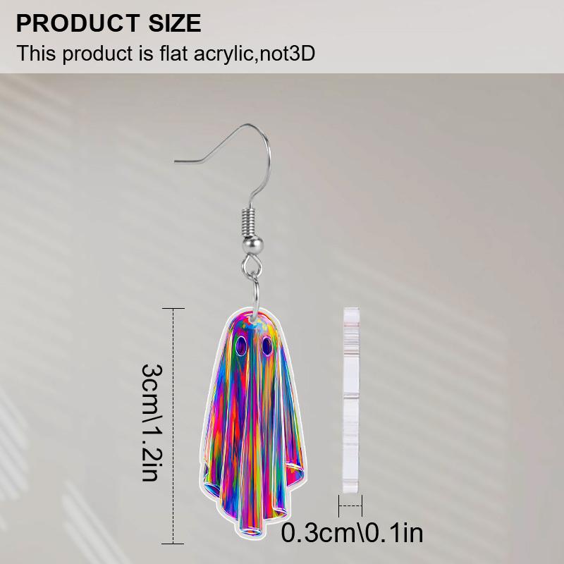 2D Flat New Acrylic Ghost Earrings Charms Halloween Drop Dangle Earrings For Women