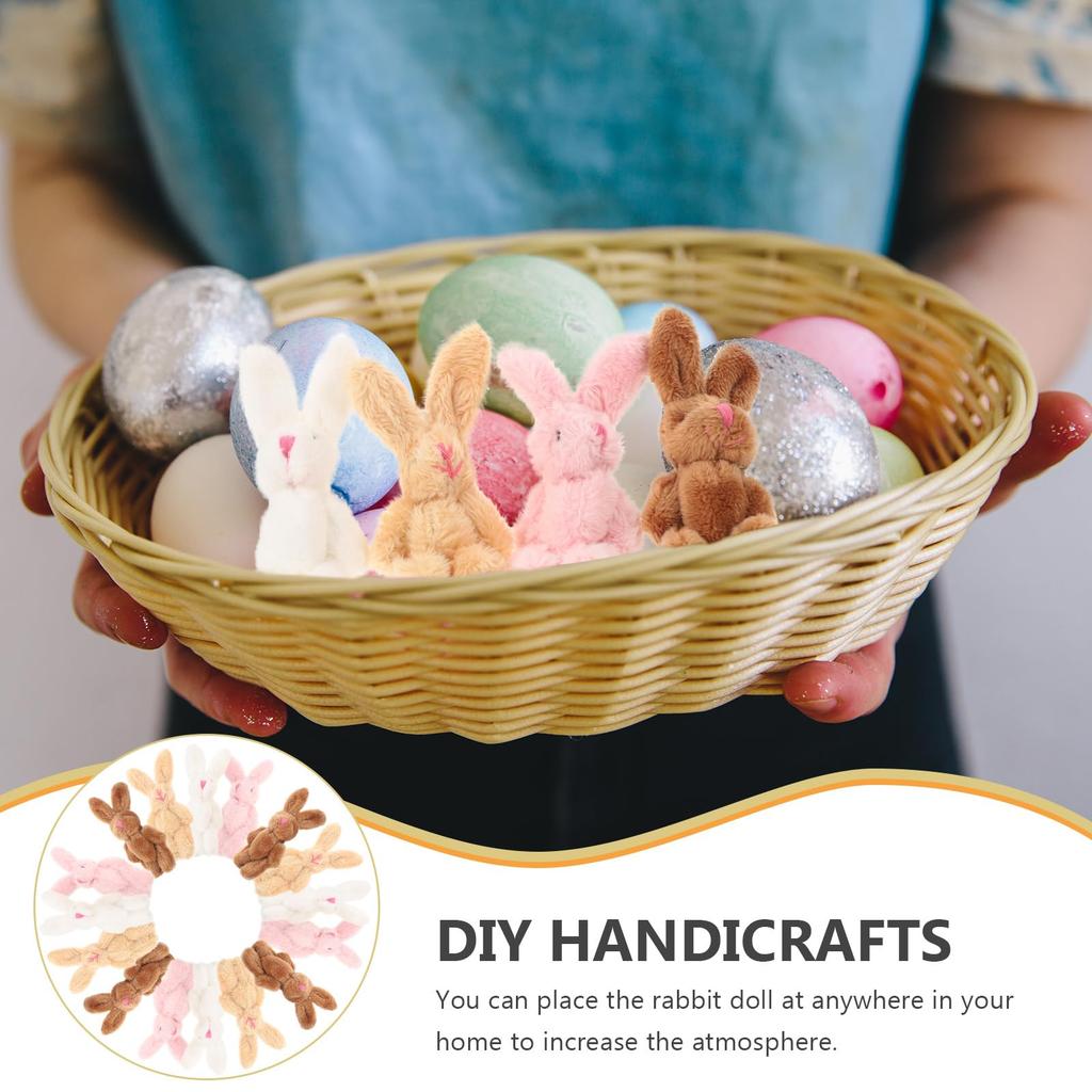 Lurrose 20-Piece Set Mini Plush Rabbits, 3.35-Inch Small Jointed Bunny Dolls with Keychains, Kids Toys, Easter, Birthday, and Decoration