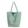 Double-sided Striped Canvas Bag for Women's Foreign Trade Korean New Lazy Style Shoulder Bag Large Capacity Commuting Toy Bag