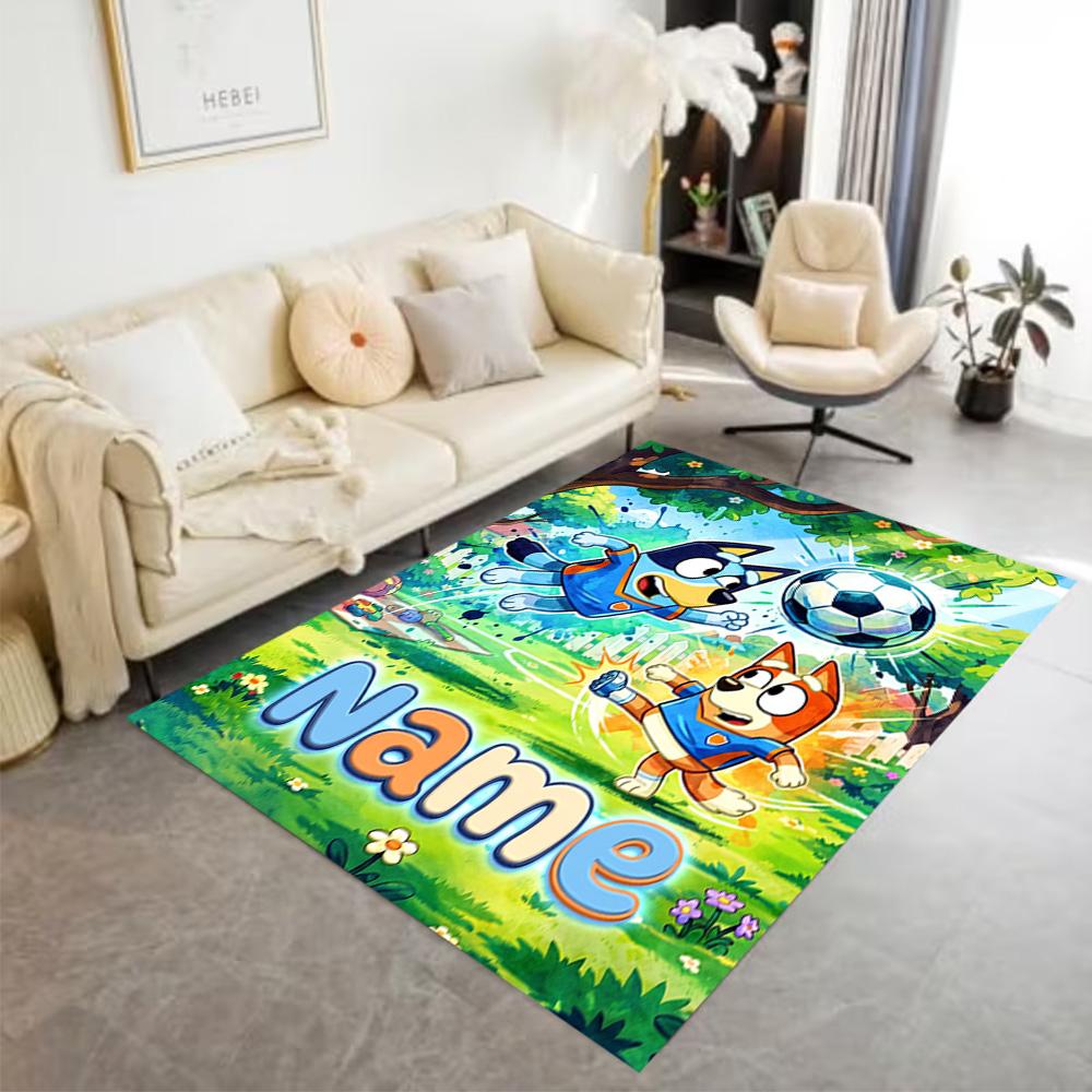 Winter Soccer Fun Personalized Name Floor Rug Office Rug Suitable for Study room Hallway Dining Room Living Rooms Anti-slip Rug Decorate Offices