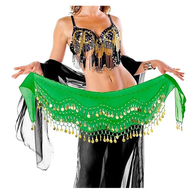 128 Münzen Bauchtanz Hüftkette Schal für Training und Aufführung