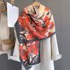 65*185Cm Warm Thickened Scarf For Women Long Tassel Pashmina Shawl Faux Cashmere Warps Autumn Winter Floral Blanket For Daily
