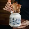 Blue Lily Ceramic Kitchen Utensil Holder & Retro Vase