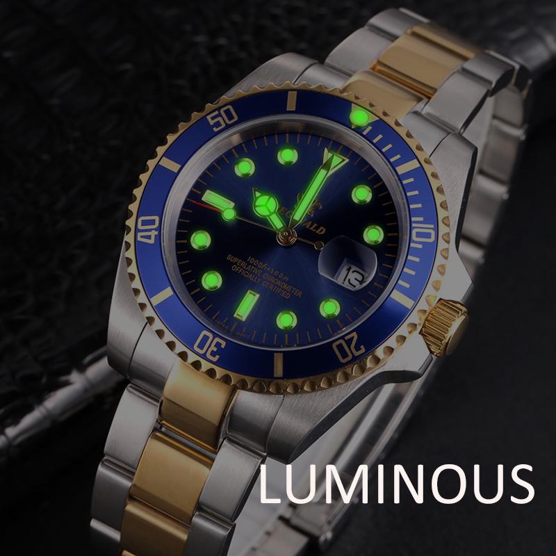 Zlatá korunka hodinek Křemíkové pánské hodinky Business Casual Pánské ocelové Kalendář Vodotěsné Náramkové hodinky