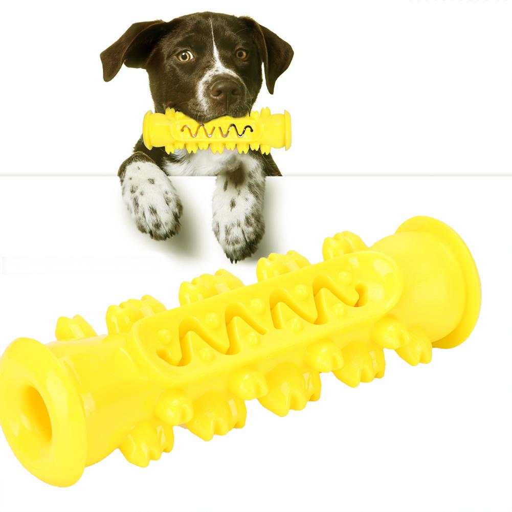 Pet Dog TPR Safety Molar Cleaning Tooth Rod Puzzle Training Playing Biting Toothbrush Toyyellow