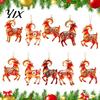 Winter Holiday Home Accessories 10Pcs Christmas Sheep Ornament Set, 2D Acrylic Red Flame Snowflake Hanging Xmas Decor for Tree, Indoor Party Supplies,
