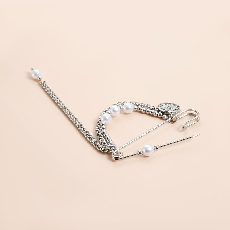 Přehnaná Dlouhá Třásně Řetízek Brož Dámská Ručně Vyráběná Perlová Multifunkční Bezpečnostní Špendlík Kalhoty Oblečení Dekor