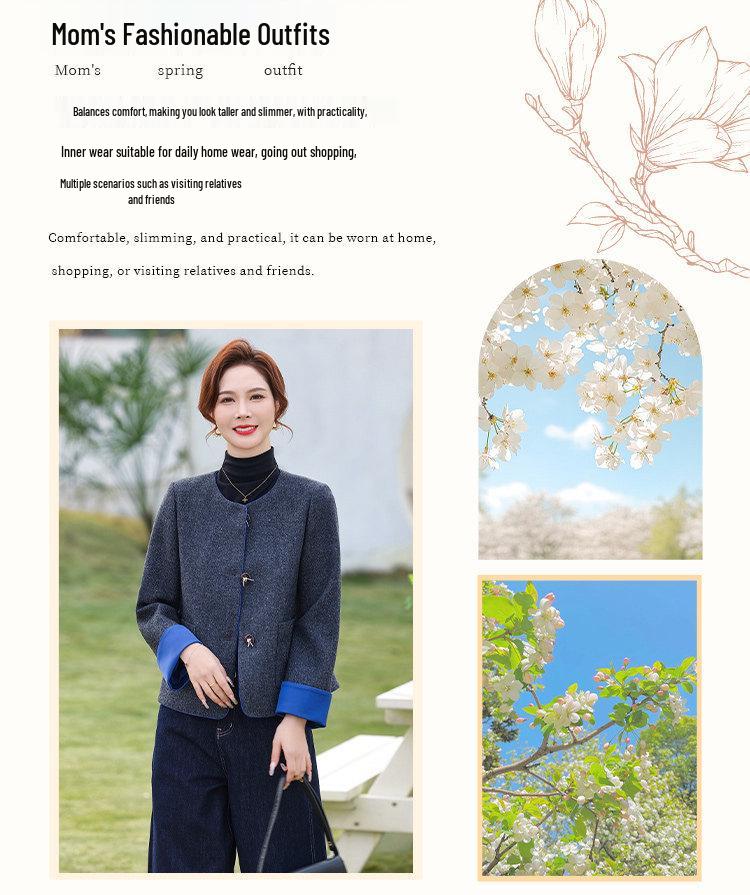 Mamas eleganter Wollmantel im französischen Stil für Frühjahr 2026 – Perfekt für Frauen mittleren und höheren Alters, kurzes Design für Frühling und Herbst