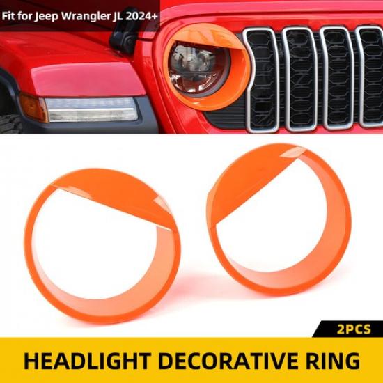 Orange Front Headlight Cover Trim Bezels for Jeep Wrangler JL 2024+ Accessories
