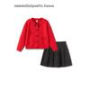 Balabala Girls' Sweet Spring Two-Piece Cardigan & Skirt Set