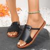 Large Size Summer New, Solid Color, Woven Simple Daily Retro Style Open-toed Beach Cool Slippers Sandals