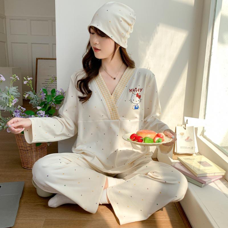 Adjustable Maternity Pajamas: Lightweight, Sweat-Absorbent Nursing Suit for Postpartum and Pregnancy Seasons