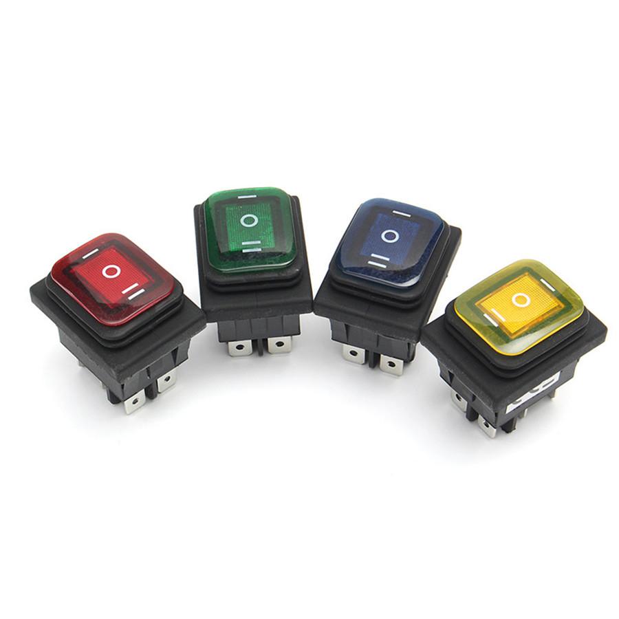 4pcs 3 Position On-Off-On 6Pin DC 12V Waterproof Car Boat LED  Durable Rocker Power Switch With Backlight