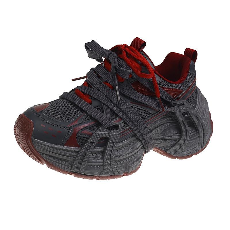 Thick-soled Heightening Strap Dad Shoes for Women's Spring New Ankara Retro Casual Sneakers for Women