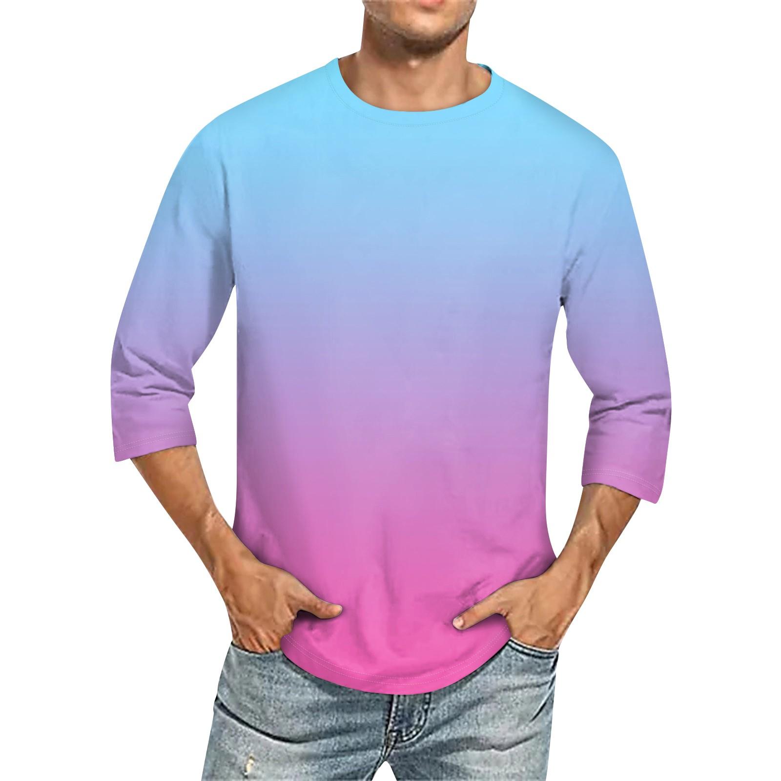 

Мужская однотонная футболка с круглым вырезом и рукавами три четверти XXL