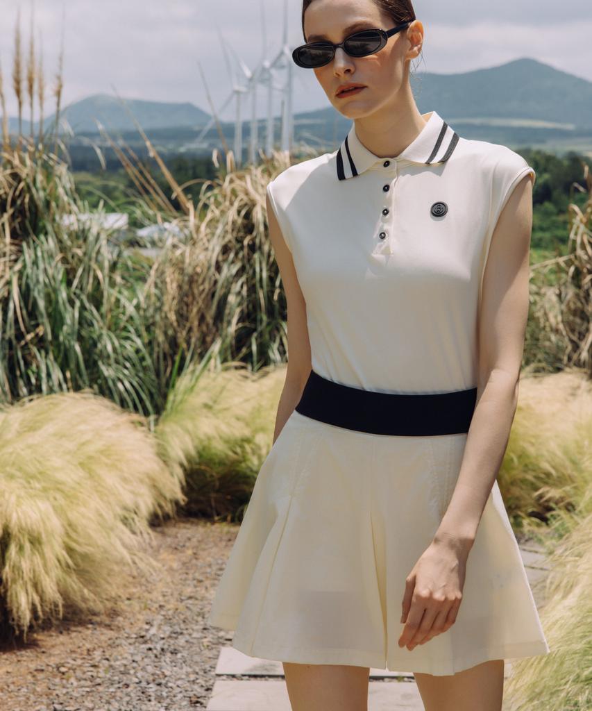 OBER GOLF Air Move Pleated Skirt (Cream)