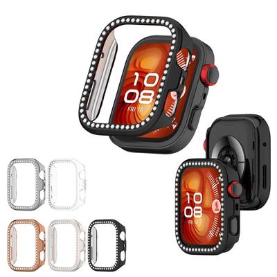 Coque de protection anti-rayures avec cadre en polycarbonate et effet diamant pour montre Huawei Watch Fit3, Fit4 et Fit4 Pro.