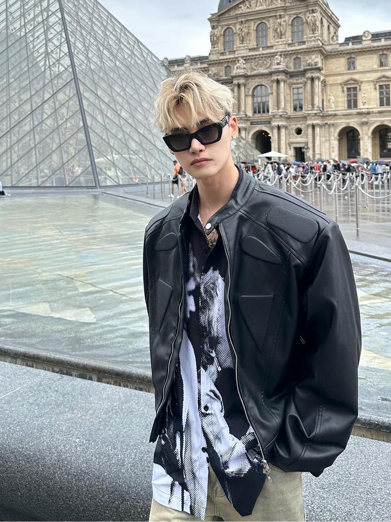 Unisex High-End Motorcycle Jacket: Spring & Autumn American Street Style with Padded Shoulders